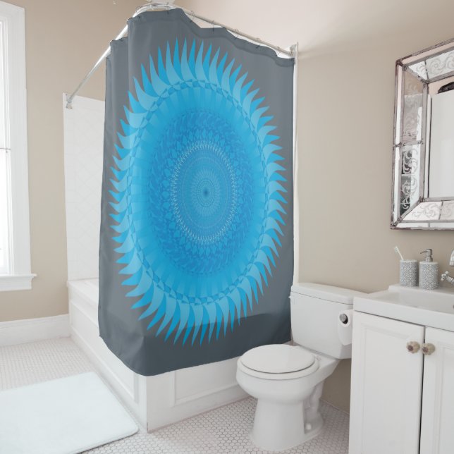 Cortina Para Box Mandalas do Sol Azul Claro (In Situ)