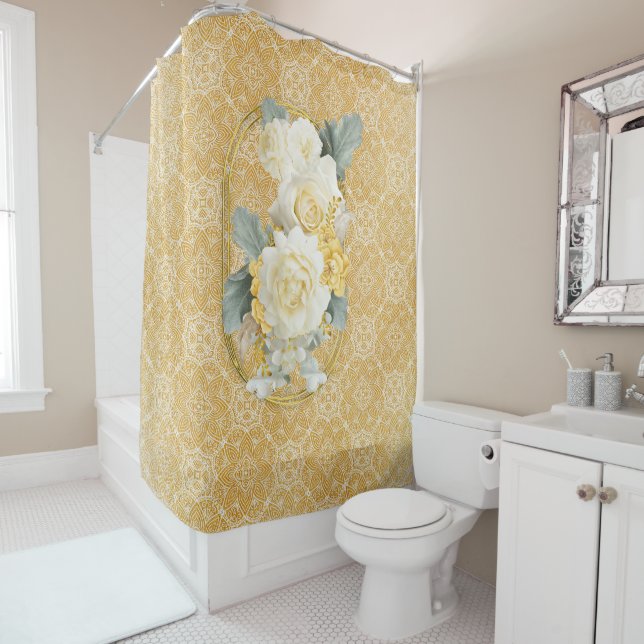 Cortina Para Box Mandalas Douradas de várias repetições de Círculos (In Situ)