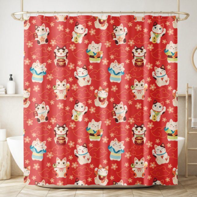 Cortina Para Box Maneki Neko Lucky Cats Shower Curtain (Criador carregado)