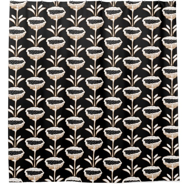 Cortina Para Box Mão Desenhada Moderna Design Preto Preto (Frente)