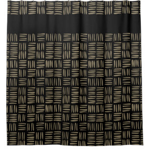 Cortina Para Box Mão Desenhada Preta e Tribal Tan Inspirada