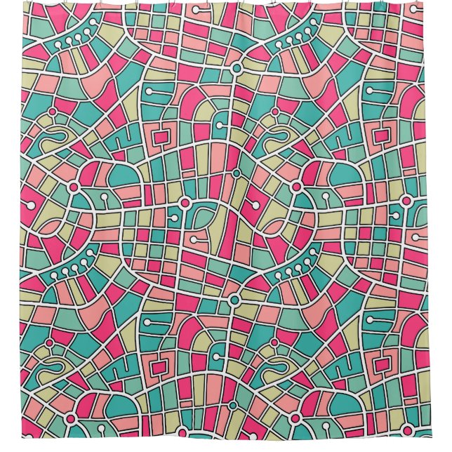 Cortina Para Box Map Pattern 030520 - Cores 01 (Frente)