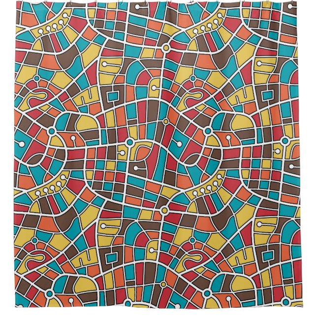 Cortina Para Box Map Pattern 030520 - Cores 03 (Frente)