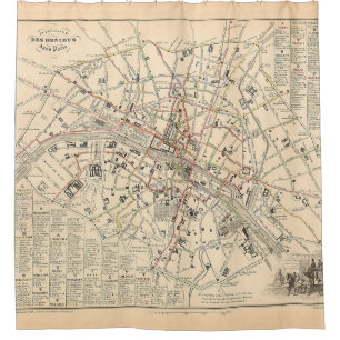 Cortina Para Box Mapa 1858: Itineraire des Omnibus dans Paris Franç