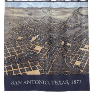 Cortina Para Box Mapa Aéreo Antigo de San Antonio, Texas, 1873