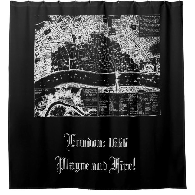 Cortina Para Box Mapa antigo de Londres em Bolsa 1666 (Frente)