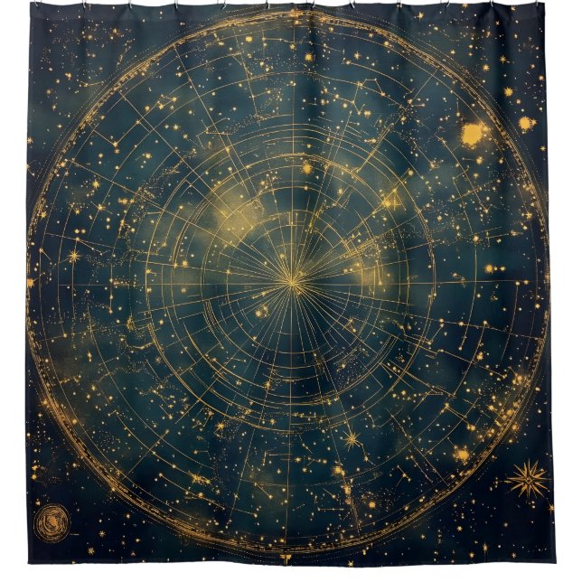 Cortina Para Box Mapa Celestial das Estrelas do ouro (4) (Frente)
