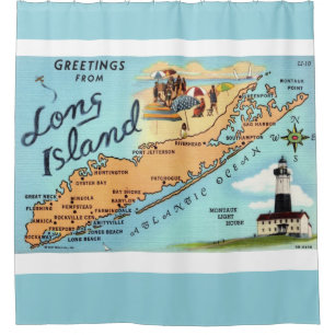 Cortina Para Box Mapa de Vintage Long Island