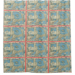 Cortina Para Box Mapa do vintage de Cape Cod (1945)