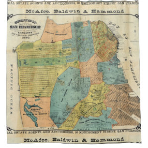 Cortina Para Box Mapa do vintage de San Francisco (1890)