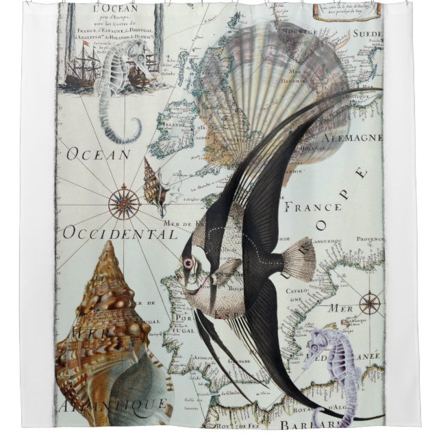 Cortina Para Box Mapa gasto da praia (Frente)