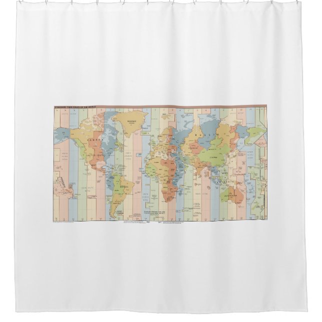 Cortina Para Box Mapa Global de Fusos Horários (Frente)