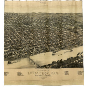 Cortina Para Box Mapa pictórico do vintage de Little Rock (1887)