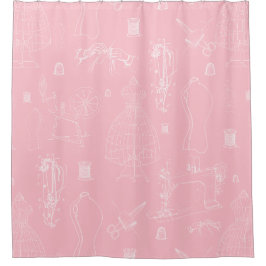 Cortina Para Box máquina antiquada de costura victoriana rosa