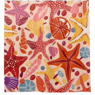 Cortina Para Box Mar de Verão escandinavo: Padrão de Starfish
