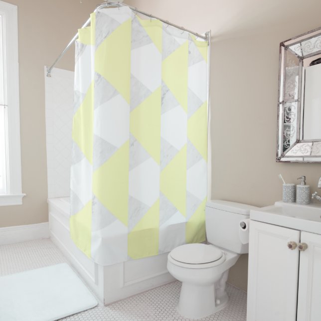 Cortina Para Box Marble Yellow White Triangels (In Situ)