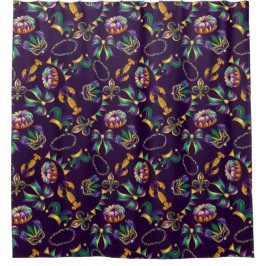 Cortina Para Box Mardi Gras Purple Pattern