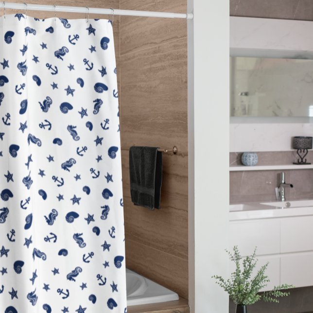 Cortina Para Box Marine Motif com cavalos marinhos (Criador carregado)