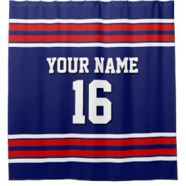 Cortina Para Box Marinho Azul com Red White Stripes Sports Jersey