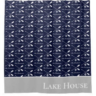 Cortina Para Box Marinho Blue Paddle Monograma Lake House Náutico