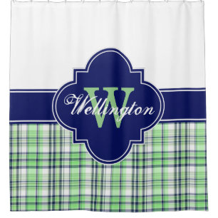 Cortina Para Box Marinho Verde da Casa Azul Madras Xadrez 1ICB Nome