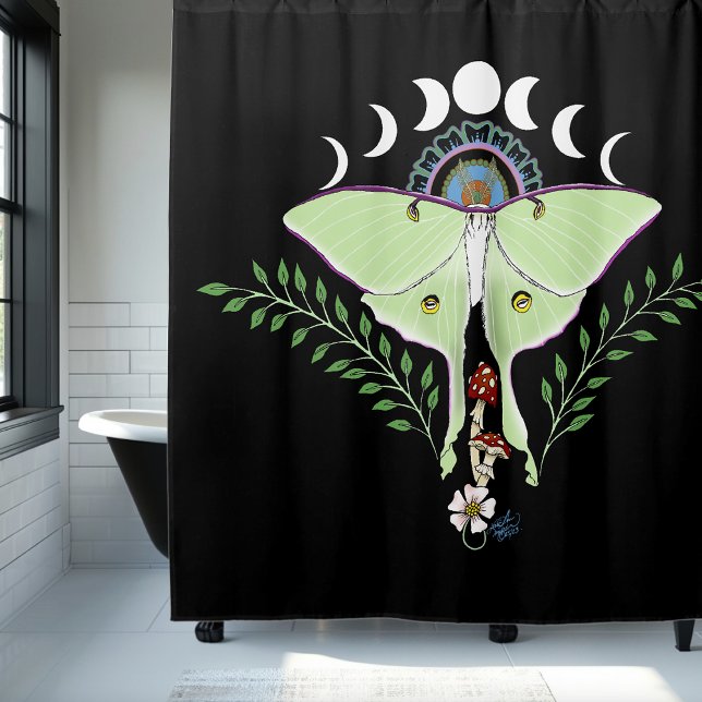 Cortina Para Box Mariposa Lunar Etérea Verde Mística Celestial (Criador carregado)