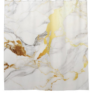Cortina Para Box Mármore Branco Carrara de Luxo com Veias de Ouro O