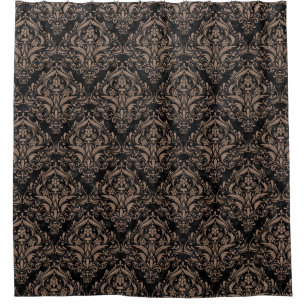CORTINA PARA BOX MÁRMORE DAMASK1 PRETO & LÁPIS DE COR CASTANHA