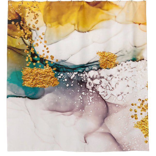 Cortina Para Box Mármore de luxo com ouro brilhante (Frente)