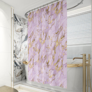 Cortina Para Box Mármore Dourado da Lavanda Elegante