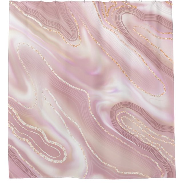 Cortina Para Box Mármore elegante: textura de ouro rosa (Frente)