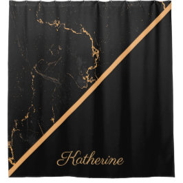 Cortina Para Box Mármore Preto e Ouro