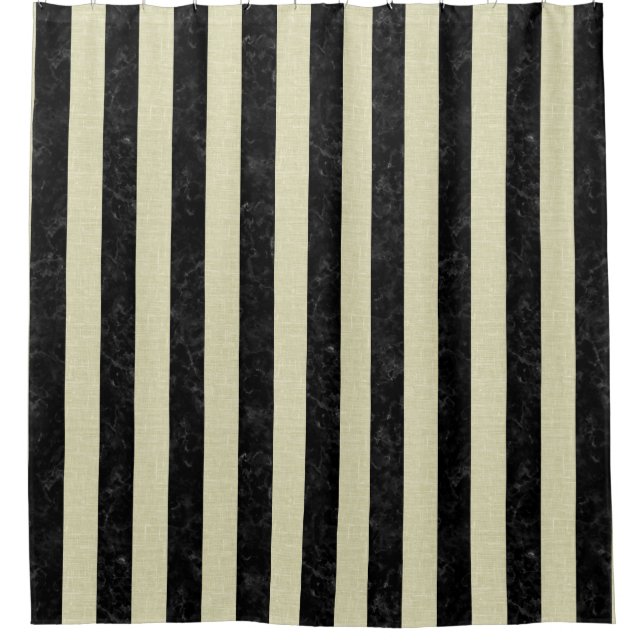 CORTINA PARA BOX MÁRMORE STRIPES1 PRETO & LINHO BEGE (Frente)