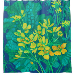 Cortina Para Box Marsh Marigold Summer Wildflower Pintura Floral