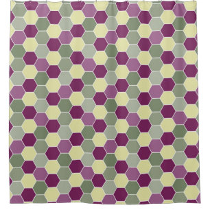 Cortina Para Box Máscaras do teste padrão roxo e verde do favo de