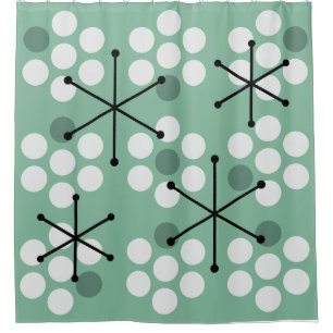 Cortina Para Box MCM Dots Sage do Século Médio Verde