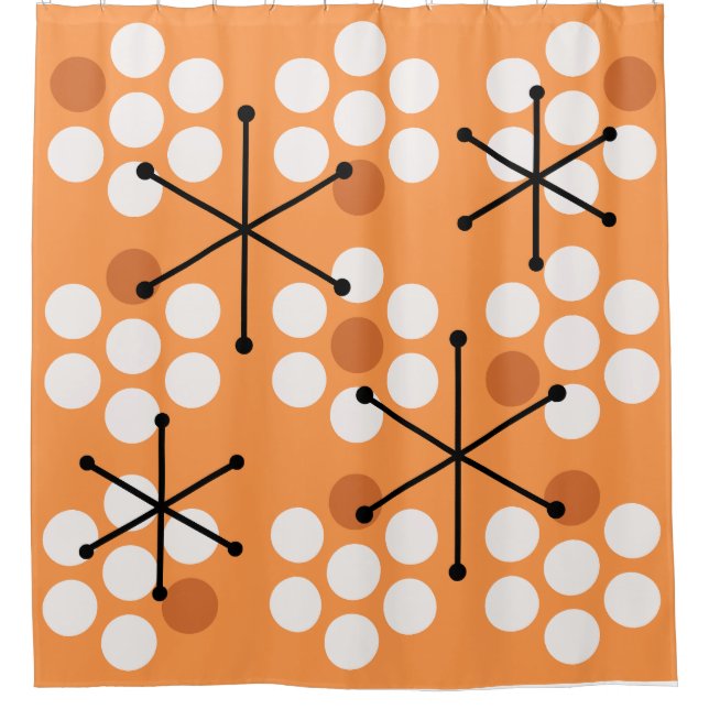 Cortina Para Box MCM pontos laranja do século médio retrô (Frente)