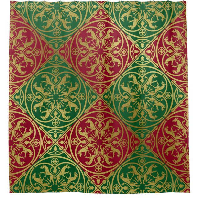 Cortina Para Box Medieval Renaisance Herald Lion Leopard Metálico (Frente)