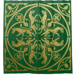 Cortina Para Box Medieval Renaisance Herald Lion Leopard Metálico