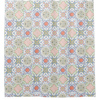 Cortina Para Box Mediterranean Tile – Vintage Portuguese Pattern