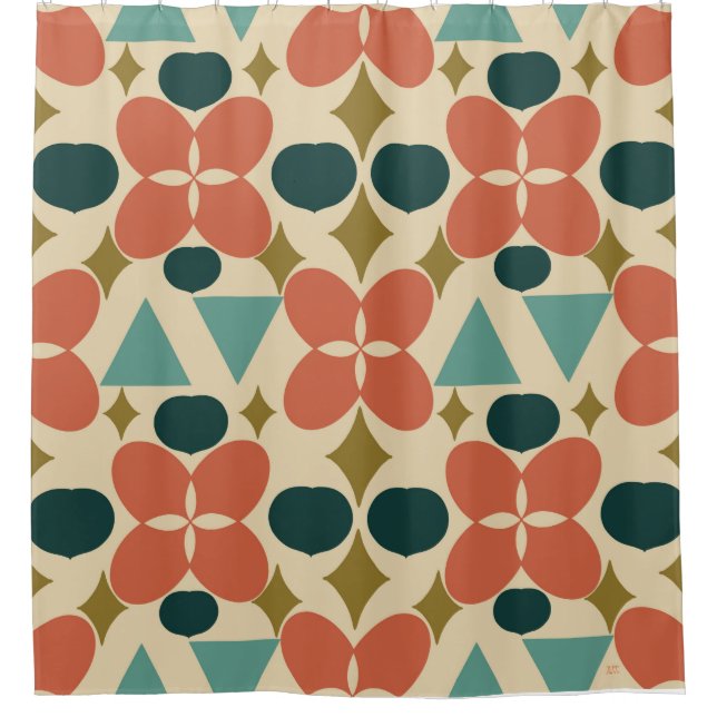 Cortina Para Box Meio século Amarelo de Flor Moderno (Frente)