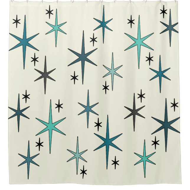 Cortina Para Box Meio século Modern Star Sky Turquoise (Frente)