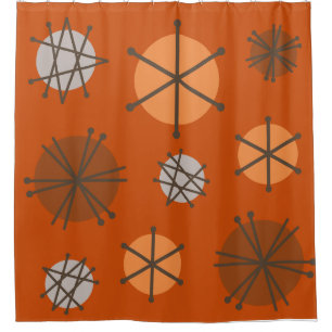 Cortina Para Box Meio século Modern Starbursts Queimados Laranja