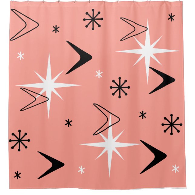 Cortina Para Box Meio século Moderno Boomerangs Salmão Rosa (Frente)