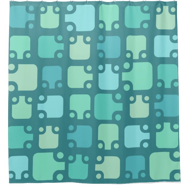 Cortina Para Box Meio século Padrão Moderno Oceano Azul (Frente)