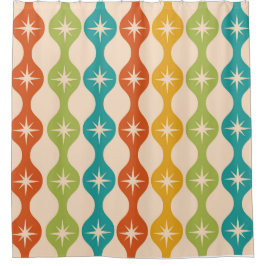 Cortina Para Box Meio século Retro Starbursts em um padrão de ogee