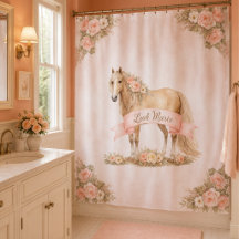 Menina Cavalo Floral Pêssego Personalizado Shabby 