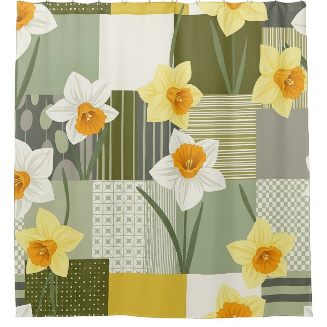 Cortina Para Box Mid-Century Daffodil Floral Pattern (1) (Frente)