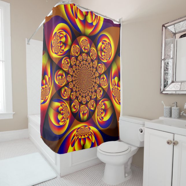 Cortina Para Box Miniesferas azuis, amarelas, Douradas (In Situ)