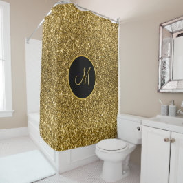 Cortina Para Box Minigráfico de Glitter Dourado de Luxo Monograma